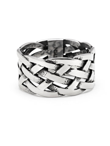 Nialaya Men's Ring Men's Stainless Steel Woven Chain Ring